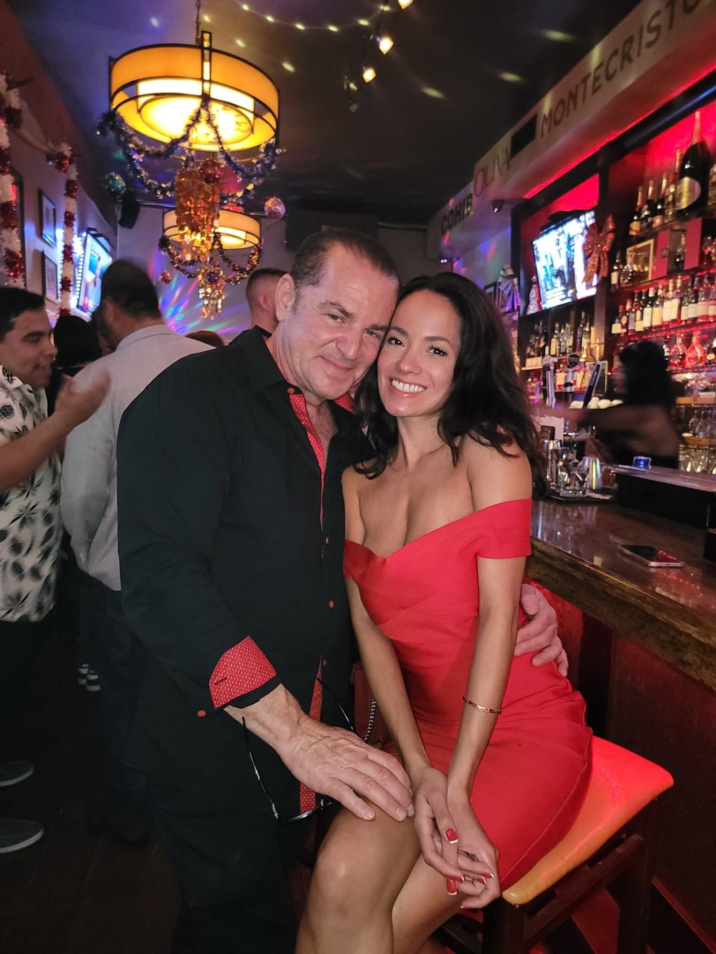 A couple out for the night at the bar
