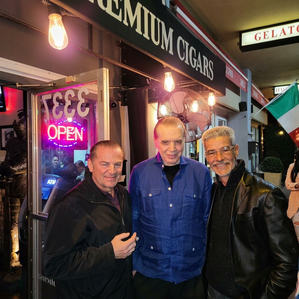 Chazz Palminteri outside Cigar Republic USA on Oakland Park Boulevard