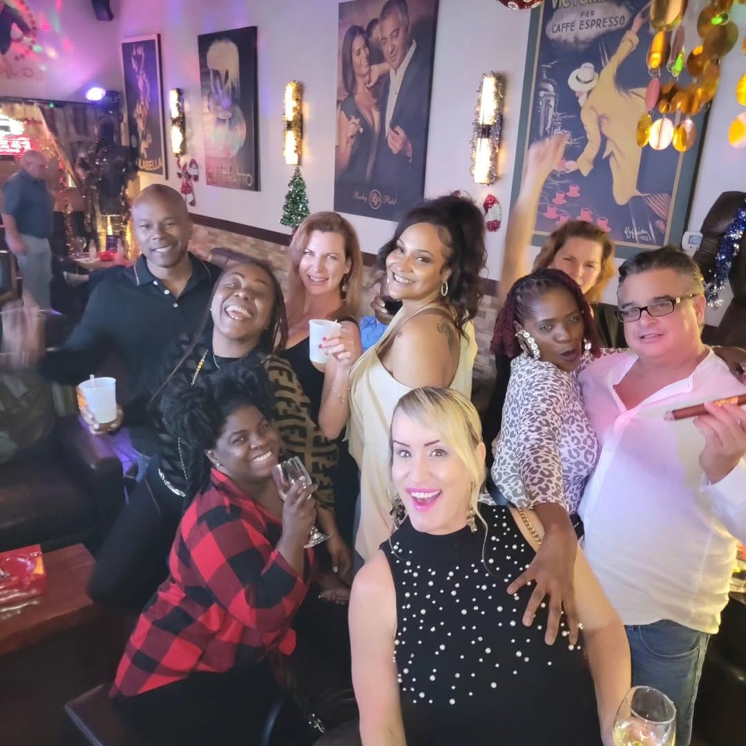 Friends celebrating in the lounge